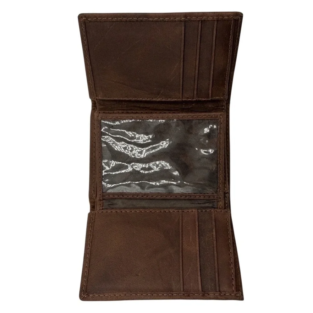 Eagles Wings Ohio State Buckeyes Trifold Wallet Mens OS Brown Distressed Leather